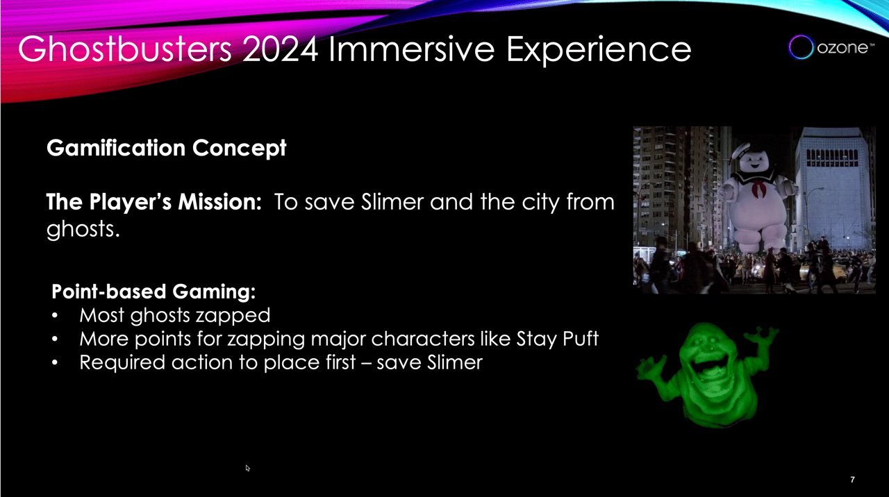Ghostbusters 2024 immersive experience gamification concept slide